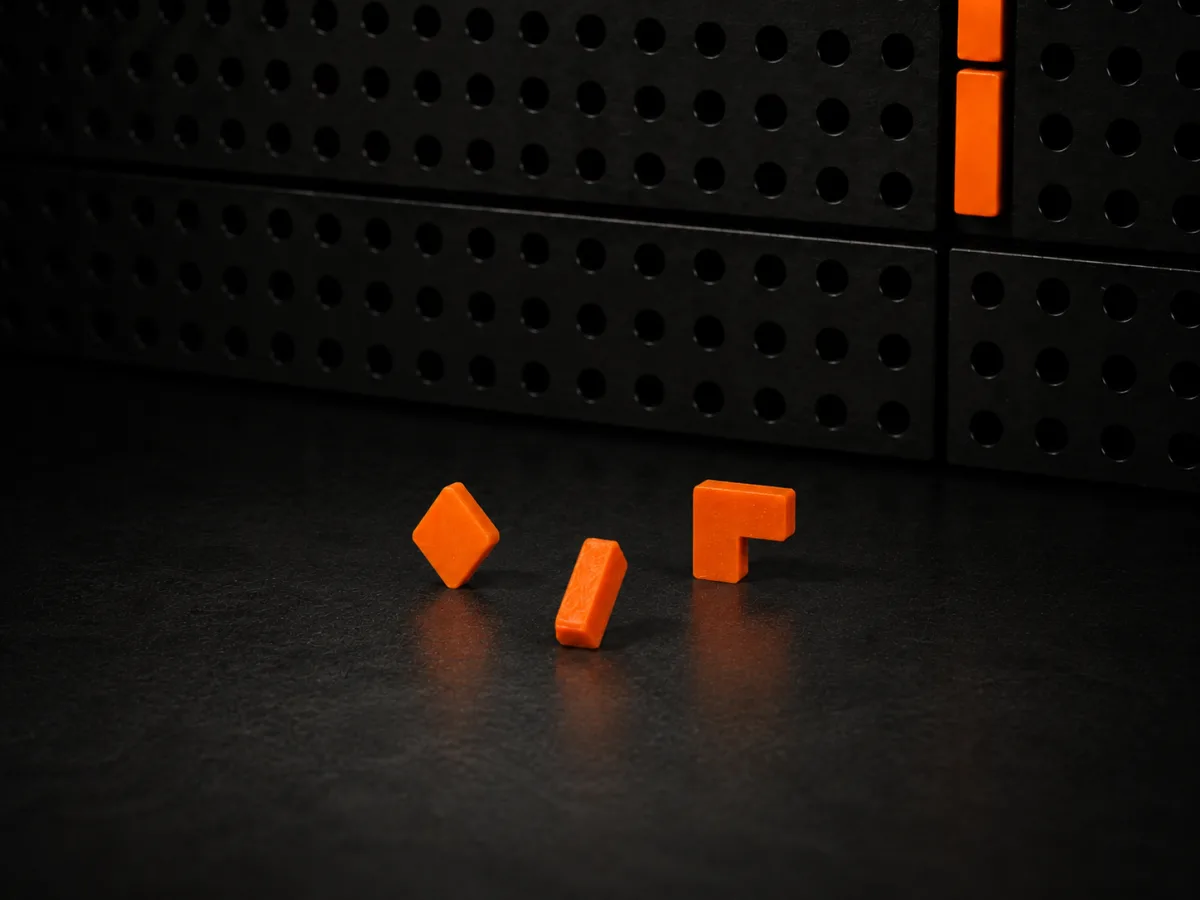 Orange ShadowGrid5-S 5S positioning pins close-up for visible tool positions
